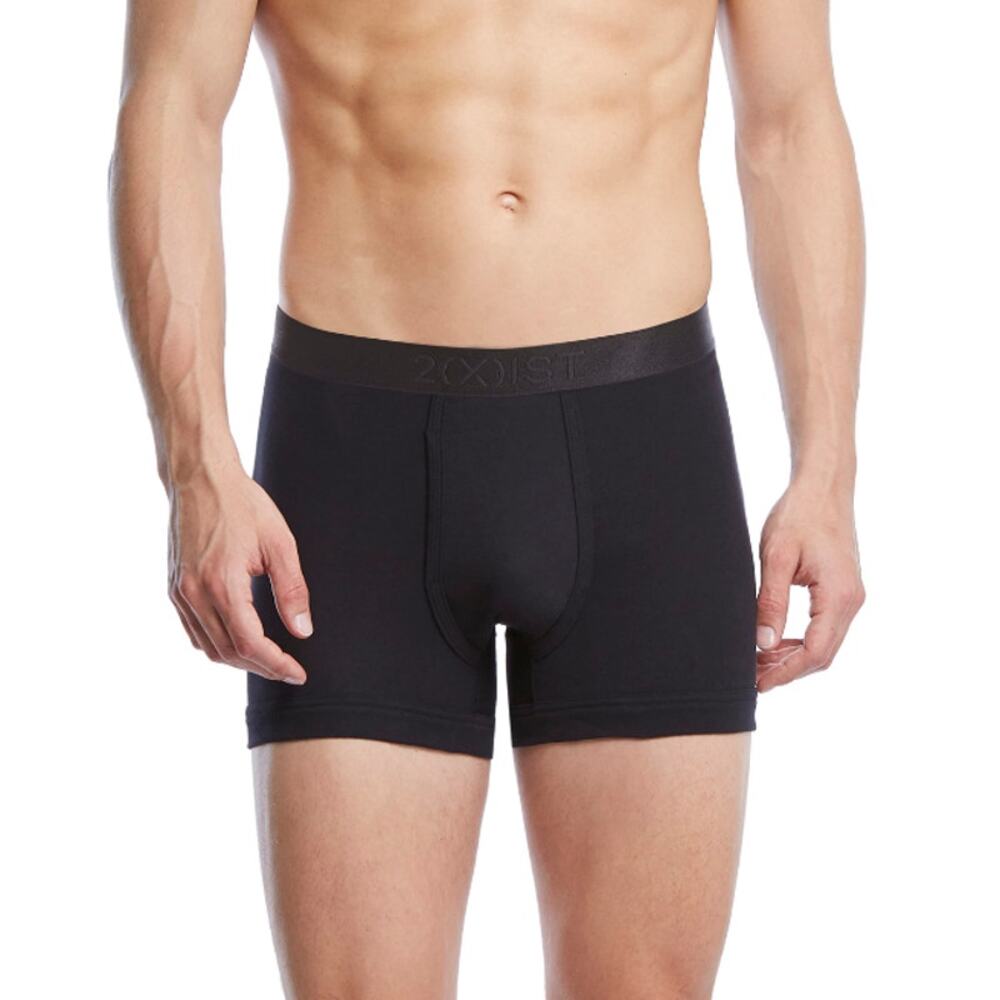 2(X)IST Men's Black Pima Cotton Boxer Brief Boxer Briefs Size S Pack of 2